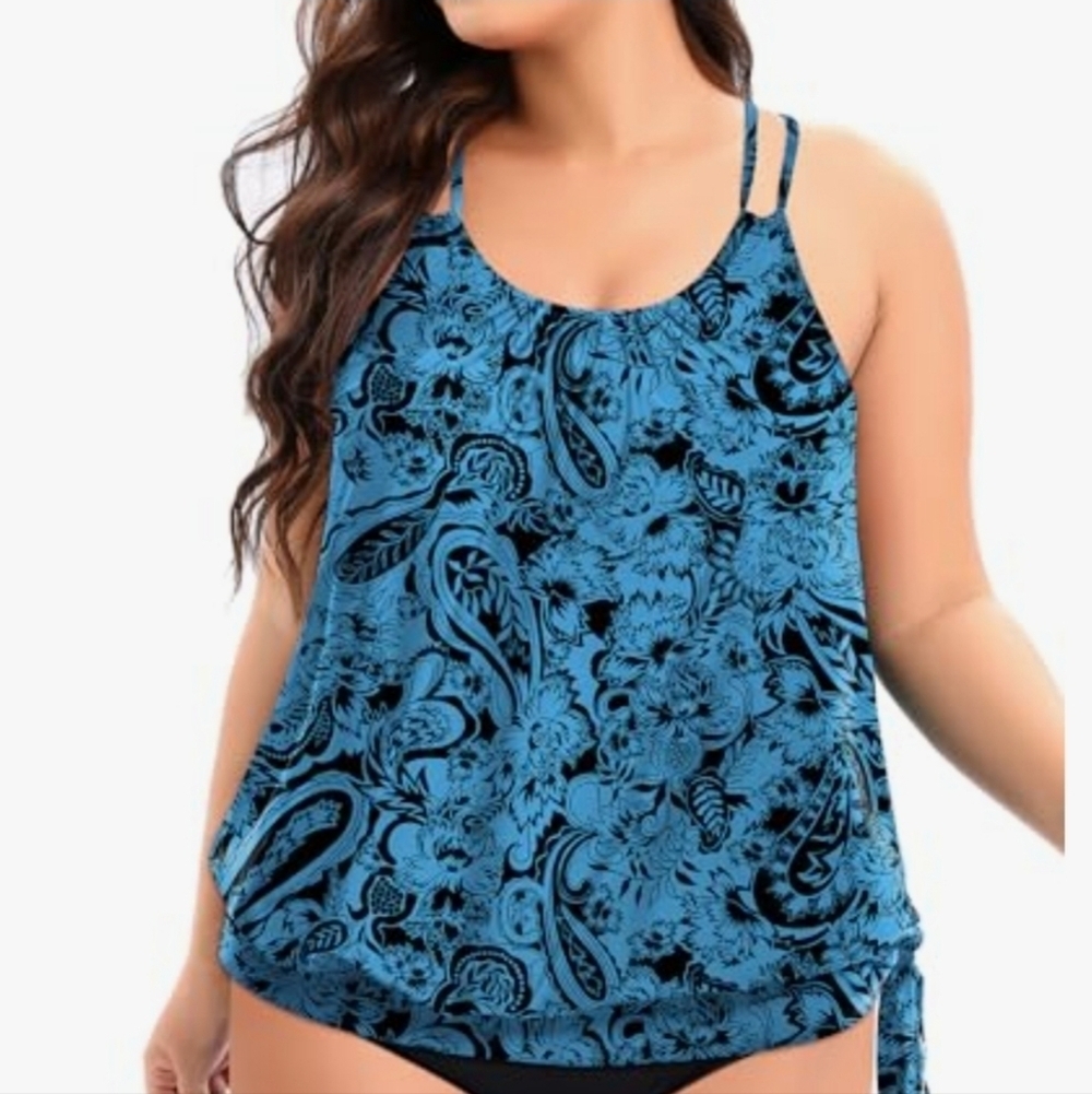 NWT Boutique Women's Paisley Plus Tankini Swim Top 20W